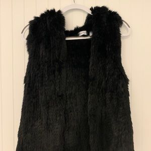525 America Black Fur Vest with Hood